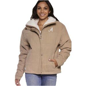NEW Alabama Crimson Tide Colosseum Tan Zip Luxury Corduroy Puffer Jacket M